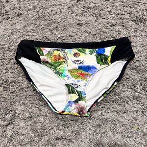Athleta Black and White Tropical Floral Print Swim Bottoms